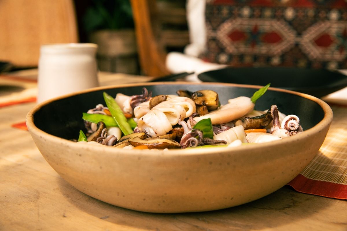 Chipirones Con Portobellos y Chaucha Japonesa El Gourmet